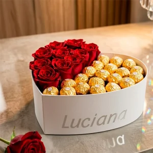 Alternative view of Caixa Coração - Rosas e Chocolate