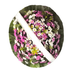 Coroa de Flores do Campo Branco e Rosa
